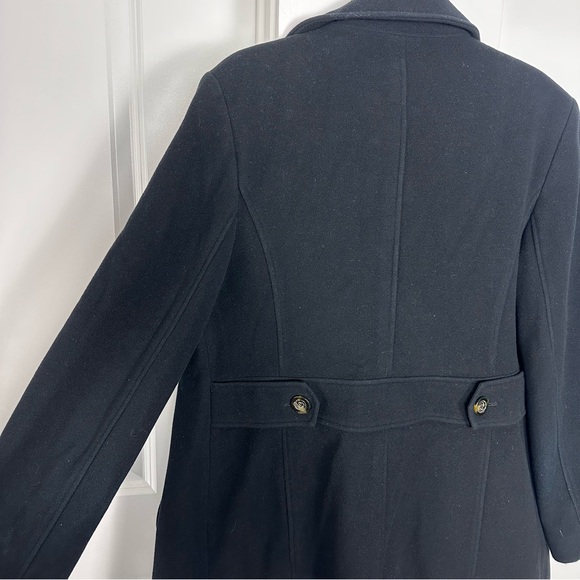 Jones New York (L) Black Wool Pea Coat - Classic, Quiet Luxury Look - Picture 4 of 9
